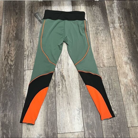 NWT Kimberly Color Block Green Orange Black Leggings Size Medium - Picture 8 of 9